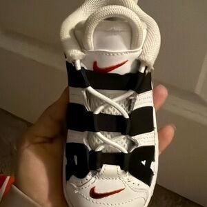 Nike Kids White, Black, and Red Sneakers